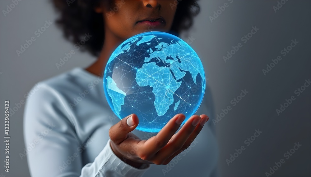Hands Cradling a Glowing Digital Globe: A Symbol of Global Connectivity and Technology Hands Cradling a Glowing Digital Globe: A Symbol of Global Connectivity and Technology