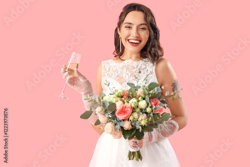 Beautiful bride with weddin...