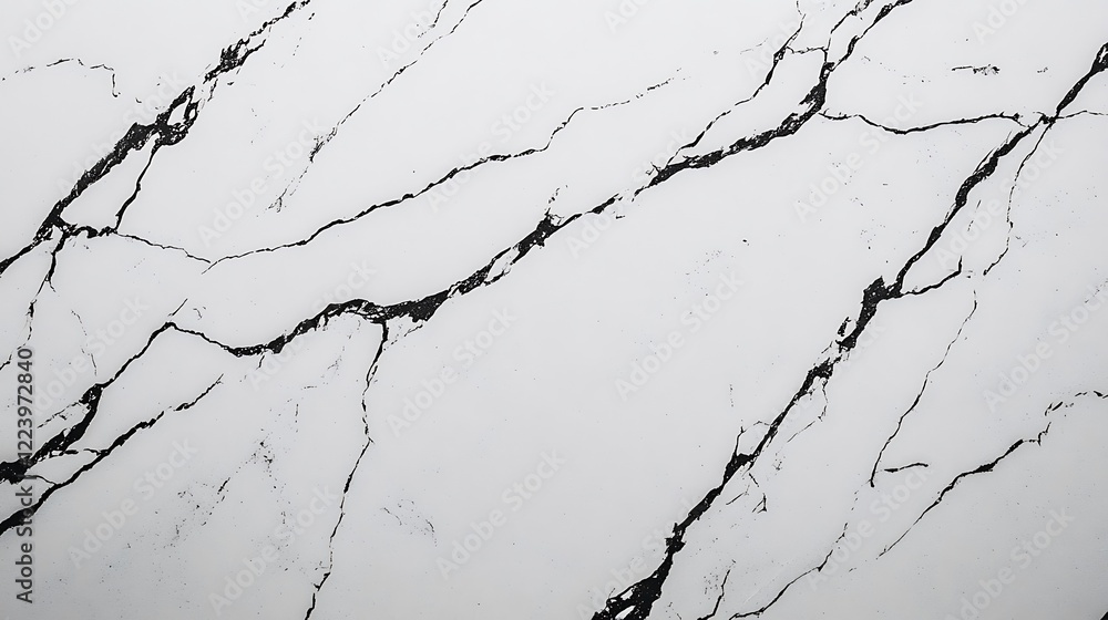 White Marble Surface with Black Veining Detail