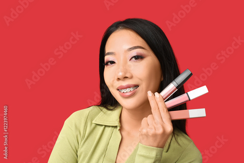 Beautiful Asian woman with ...