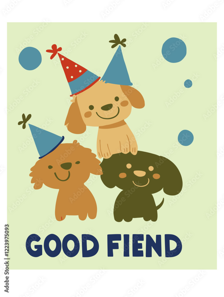 Fototapeta premium Happy cartoon dog character in cute vector illustration style