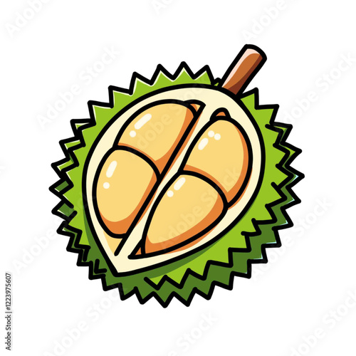 durian vector design illustration, durian icon, durian logo, durian fruit, very good as a sticker.