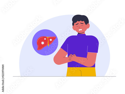 Hepatitis disease. Healthy problems illustrations. Flat vector illustrations