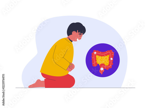 Appendicitis illustration. Healthy problems illustrations. Flat vector illustrations