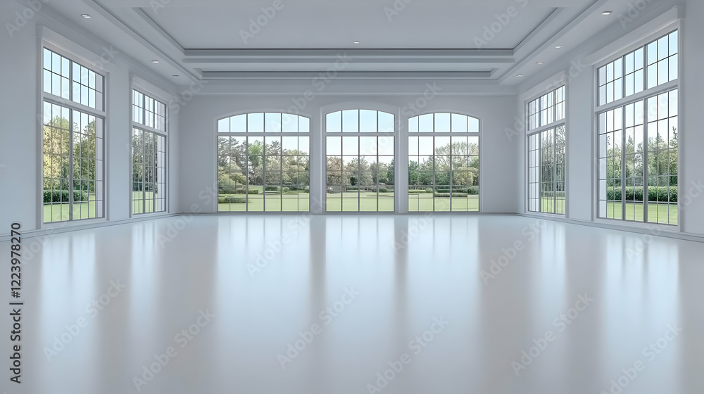 Luxurious empty room, garden view Luxurious empty room, garden view