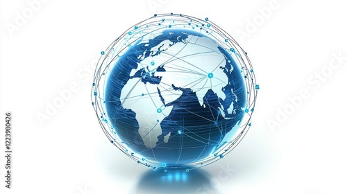Obraz na płótnie A globe with digital connections and communication lines representing global connectivity. w salonie
