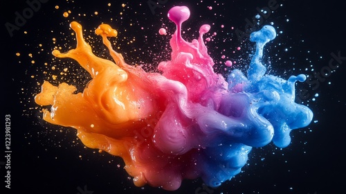 Neon Dance: A Vibrant Explosion of Paint Suspended in Time