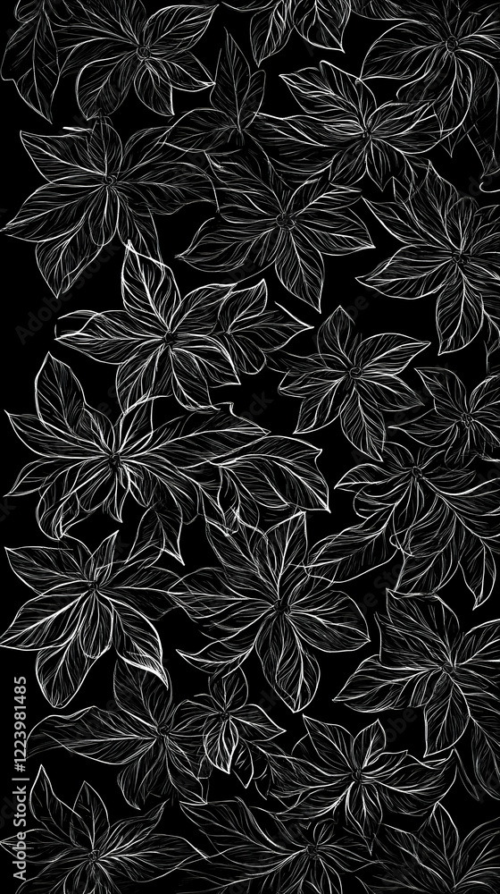 custom made wallpaper toronto digitalMonochrome leaf pattern, nature design, background