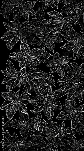 Wallpaper Mural Monochrome leaf pattern, nature design, background Torontodigital.ca