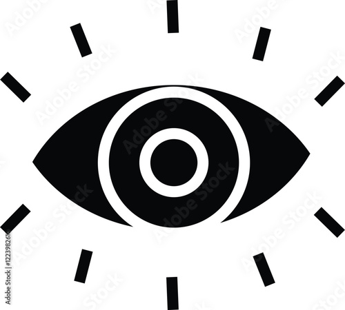 Black and White Eye Icon - Vision and Observation Symbol with Transparent Background"