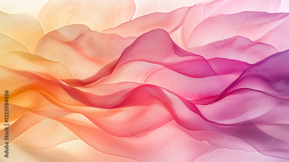 Fototapeta premium Natural texture floral waves in pink and orange, creating soft and dreamy curves and lines with serene and calming visual effect