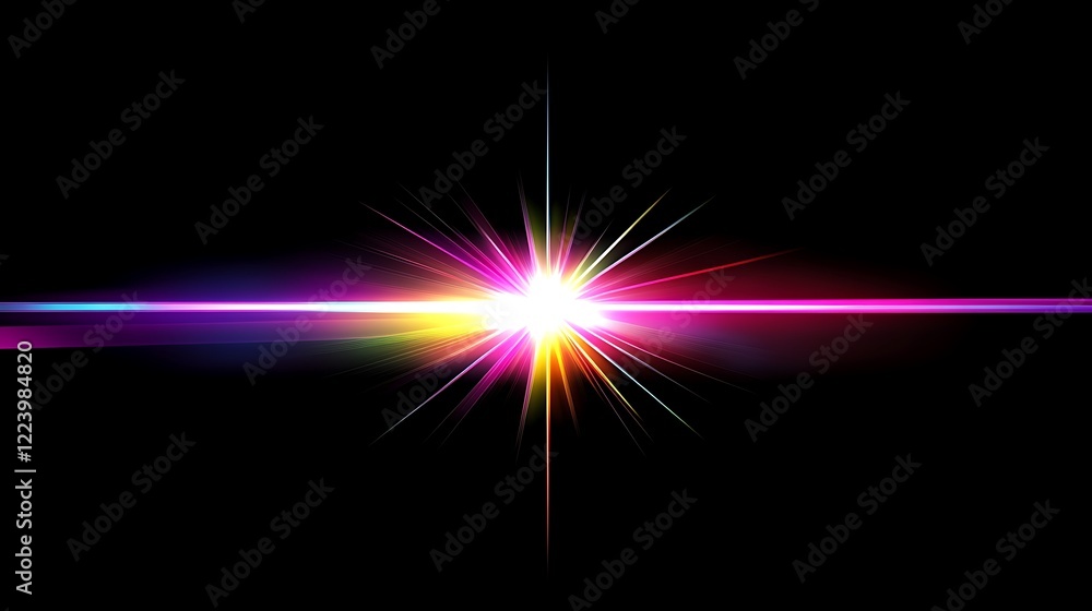 Fototapeta premium A vibrant colorful starburst explodes across a dark background