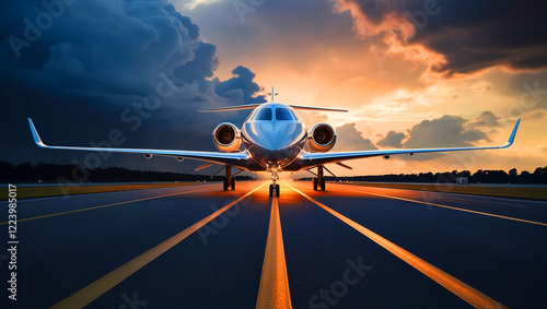 A plane is on the runway with the words 