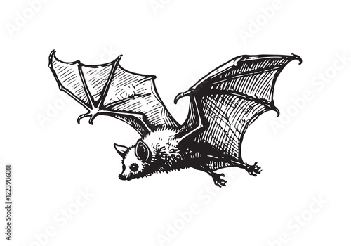 Fruit Bat hand drawn Illustration Sketch Vector Isolated