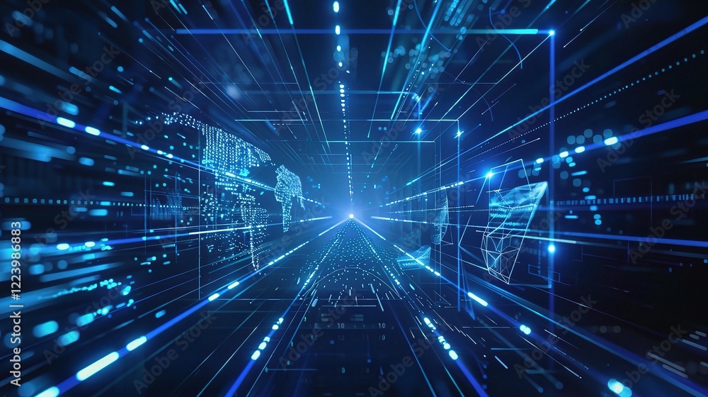 A captivating blue line - segment technology background. The orderly arranged blue line segments create a modern and technological atmosphere, suitable for various technology - related themes A captivating blue line - segment technology background. The orderly arranged blue line segments create a modern and technological atmosphere, suitable for various technology - related themes
