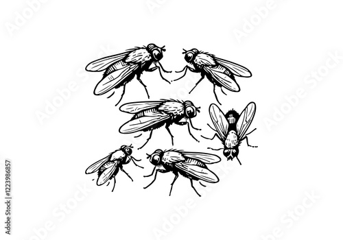Fruit fly hand drawn Illustration Sketch Vector Isolated