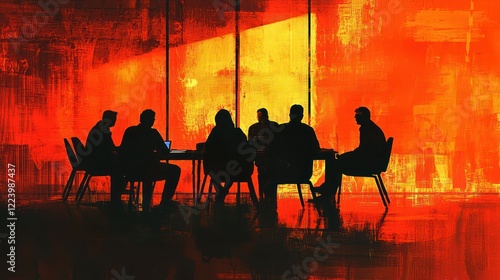 Obraz na płótnie A group of workers collaborating in an office meeting room w salonie