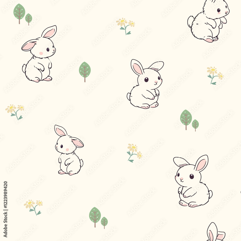 Fototapeta premium easter seamless pattern Cartoon Illustration Graphic