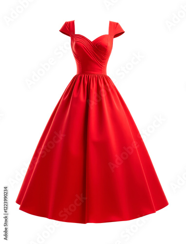 Women's red evening dress isolated on white
