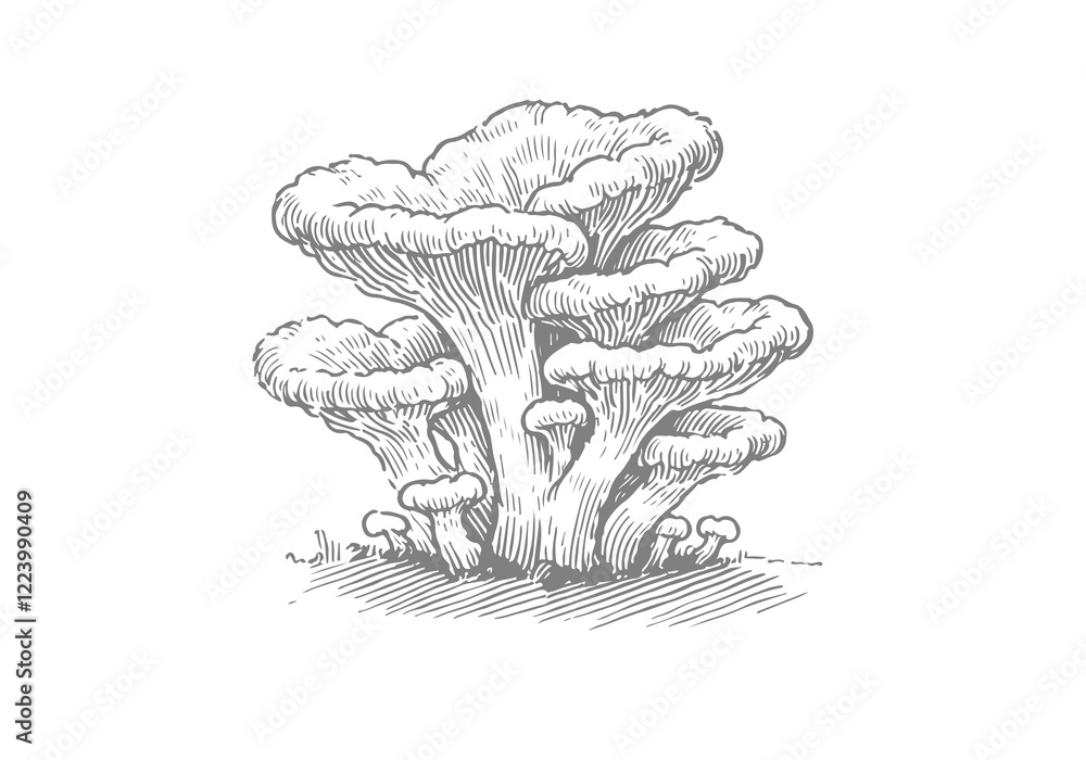 Fungi hand drawn Illustration Sketch Vector Isolated Fungi hand drawn Illustration Sketch Vector Isolated