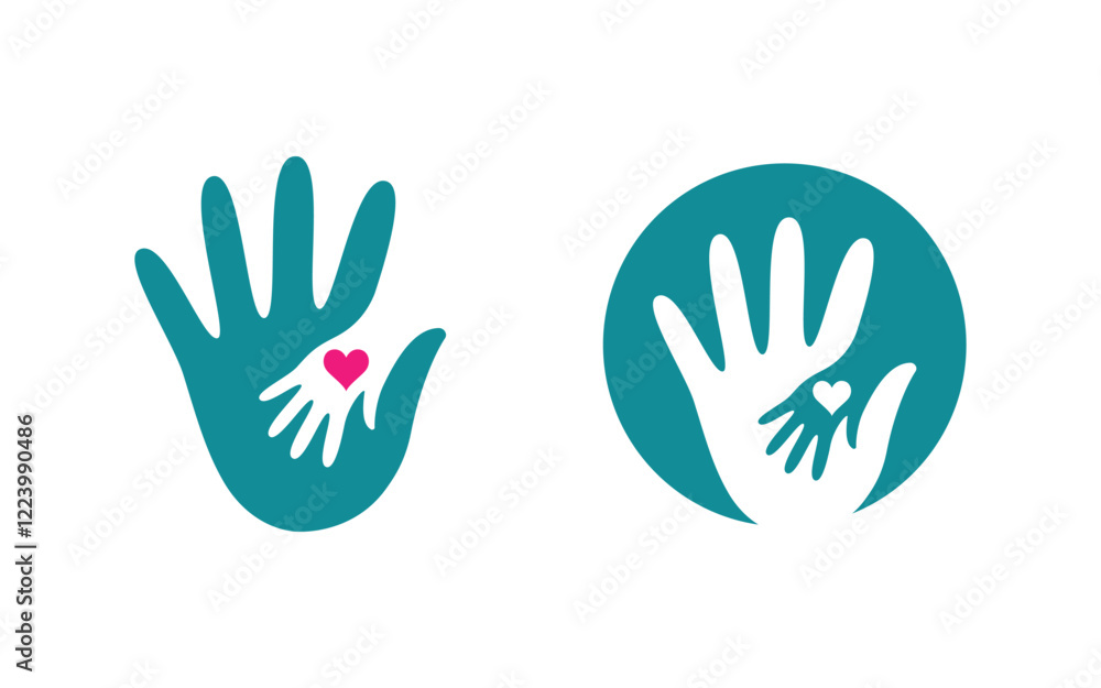 Community and adoption care network and social icon illustration Community and adoption care network and social icon illustration