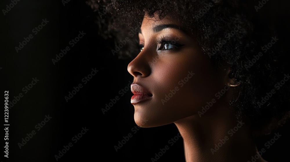 A high-fashion glamour portrait with dramatic lighting highlighting the subject's features.