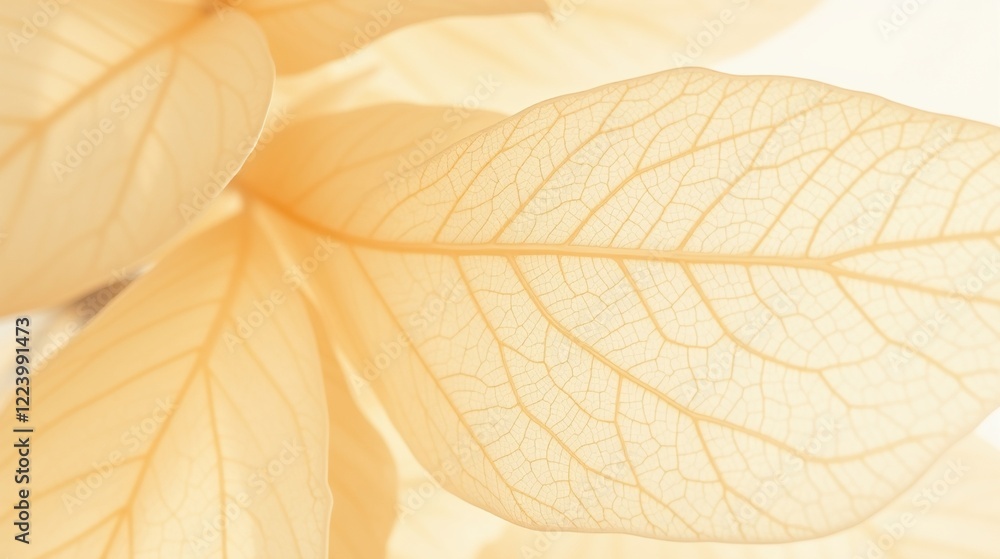 Obraz premium Translucent Organic Leaves with Fine Veins and Soft Backlighting