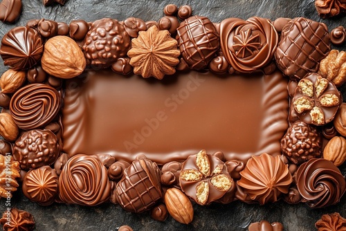 チョコレートのフレームとコピースペース
