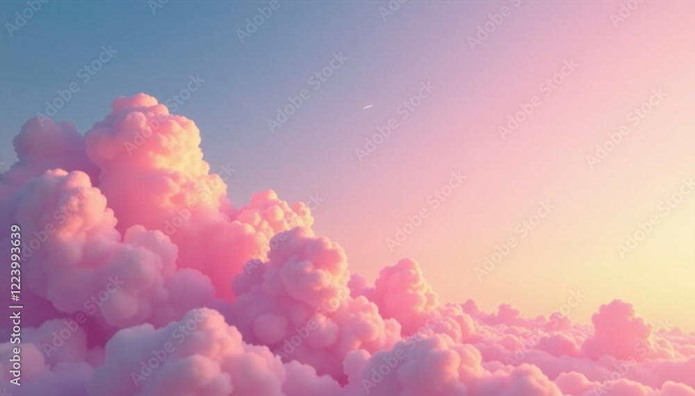 Soft pinks and peaches blend with the evening light, sky, clouds Soft pinks and peaches blend with the evening light, sky, clouds