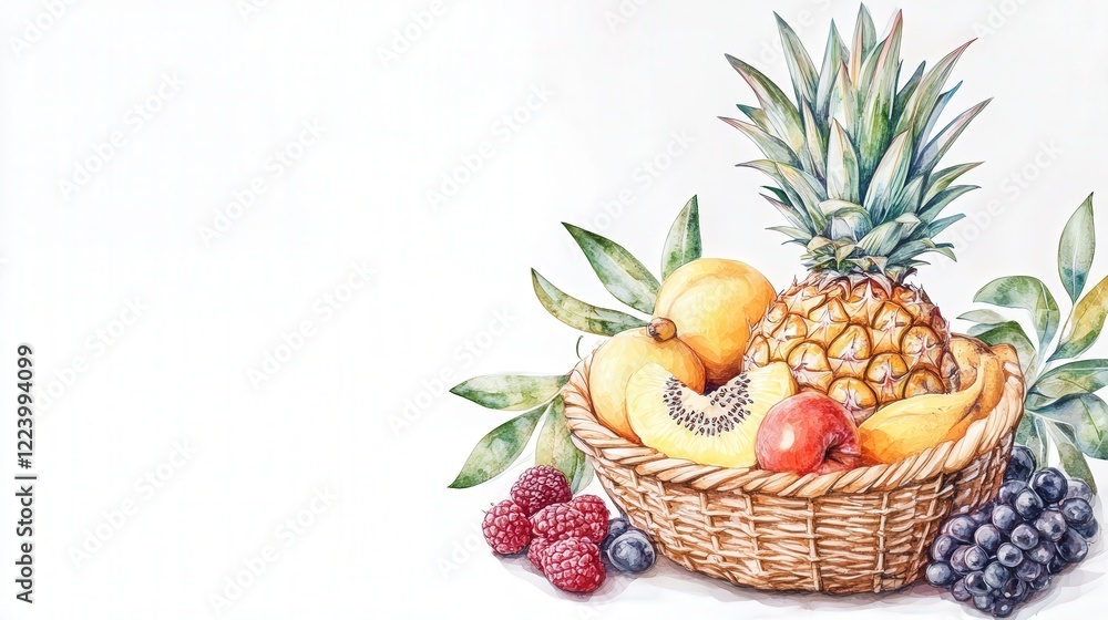 fruit basket filled with a pineapple and other assorted fruits, highlighting the tropical and healthy qualities of the food fruit basket filled with a pineapple and other assorted fruits, highlighting the tropical and healthy qualities of the food