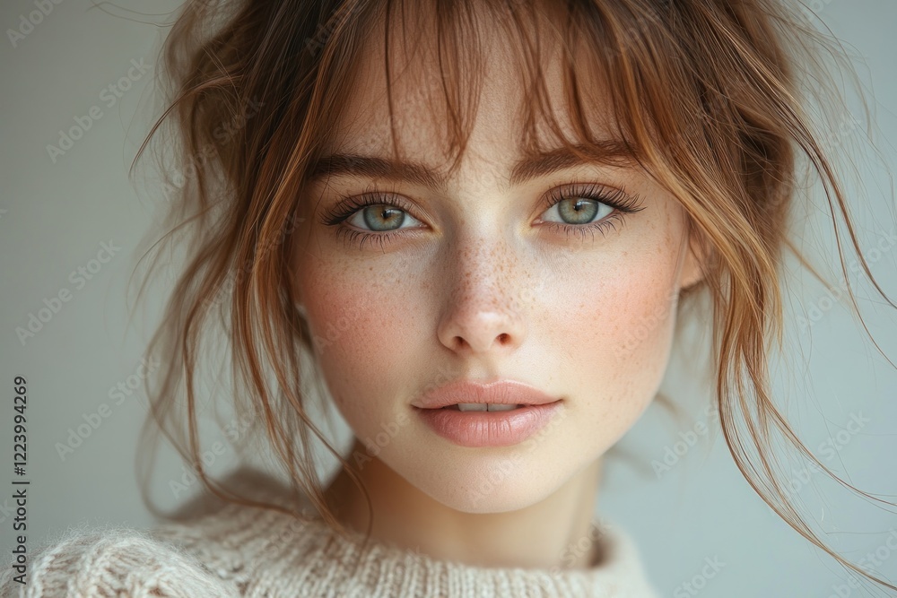 Beauty Portrait of a Woman in Pastel Sweater Natural Emotions Soft Light Beauty Portrait of a Woman in Pastel Sweater Natural Emotions Soft Light