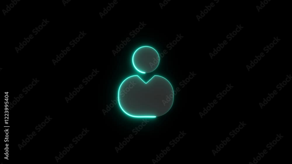 Glowing neon person sign, line User icon 4k video animation on the black background. People chatting line icon. User line icon, Secure login to user account. Glowing neon person sign, line User icon 4k video animation on the black background. People chatting line icon. User line icon, Secure login to user account.
