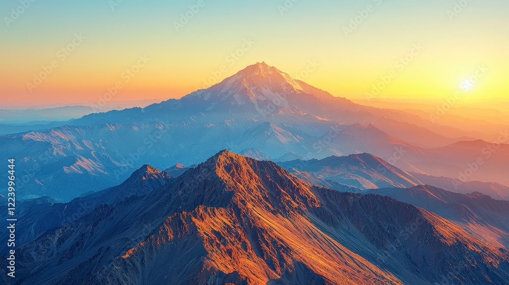 Majestic sunset over mountain range Majestic sunset over mountain range
