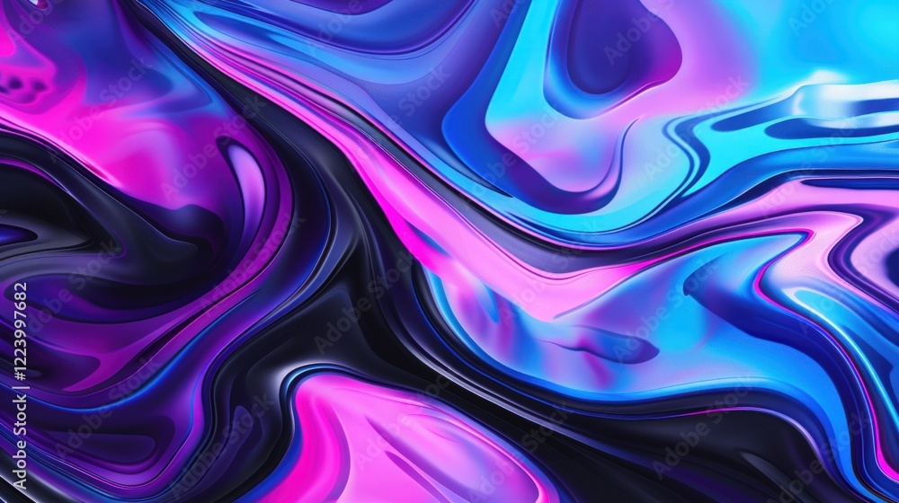 Obraz premium Abstract Swirling Neon Colors: A Vibrant Digital Painting