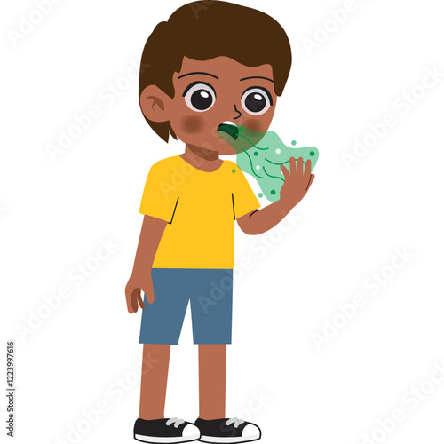 Kid check bad breath in mouth