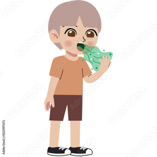 Kid check bad breath in mouth