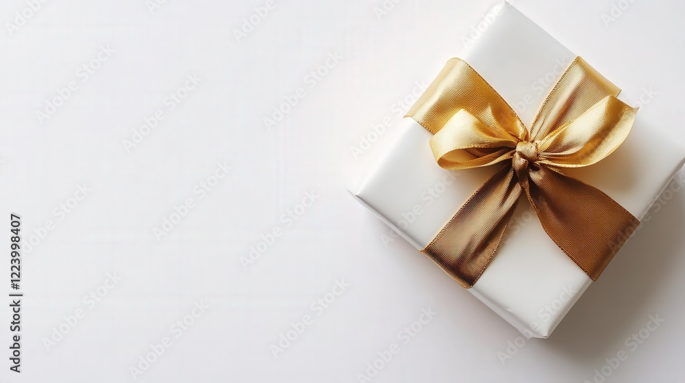 present with a luxurious gold ribbon on a pristine white backdrop present with a luxurious gold ribbon on a pristine white backdrop