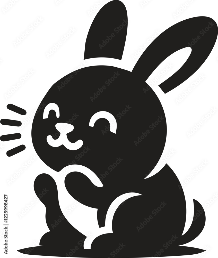 black and white happy rabbit silhouette black and white happy rabbit silhouette