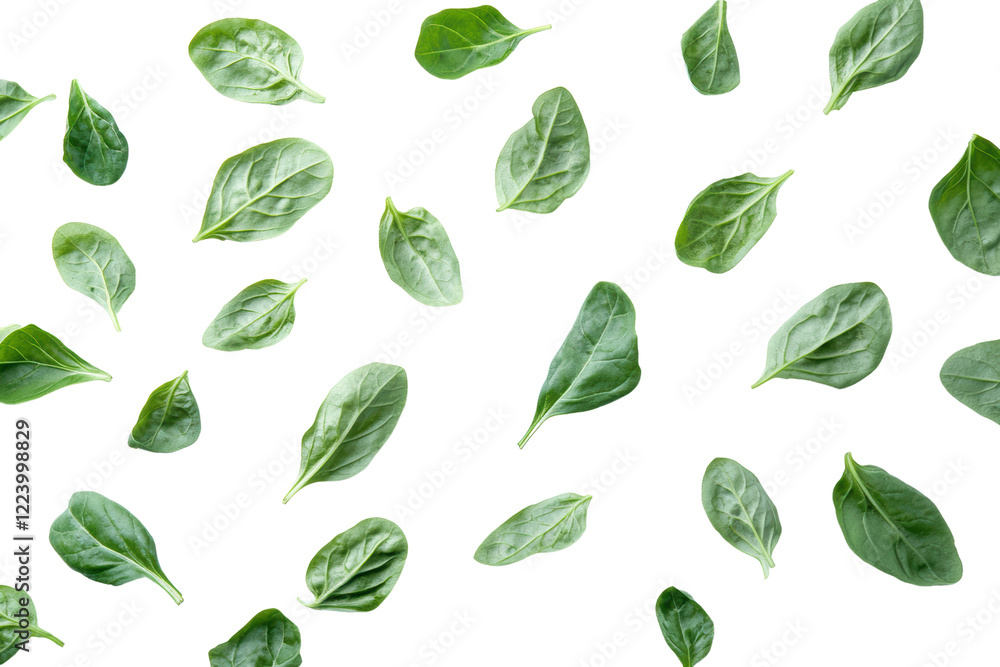 A collection of fresh green basil leaves scattered randomly on a white background, perfect for culinary or botanical themes. A collection of fresh green basil leaves scattered randomly on a white background, perfect for culinary or botanical themes.