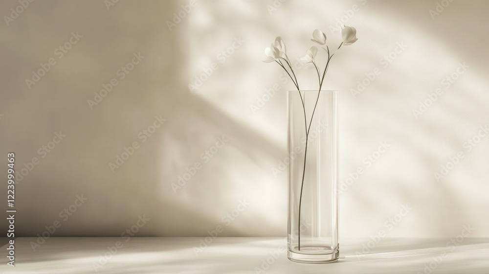 tall, empty glass vessel, highlighting its clear, minimalist design and refined shape against the backdrop tall, empty glass vessel, highlighting its clear, minimalist design and refined shape against the backdrop