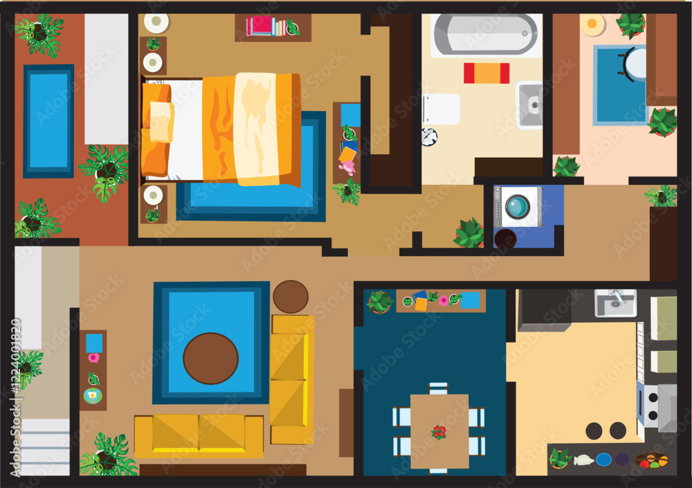 Top view floor plan interior design vector Top view floor plan interior design vector