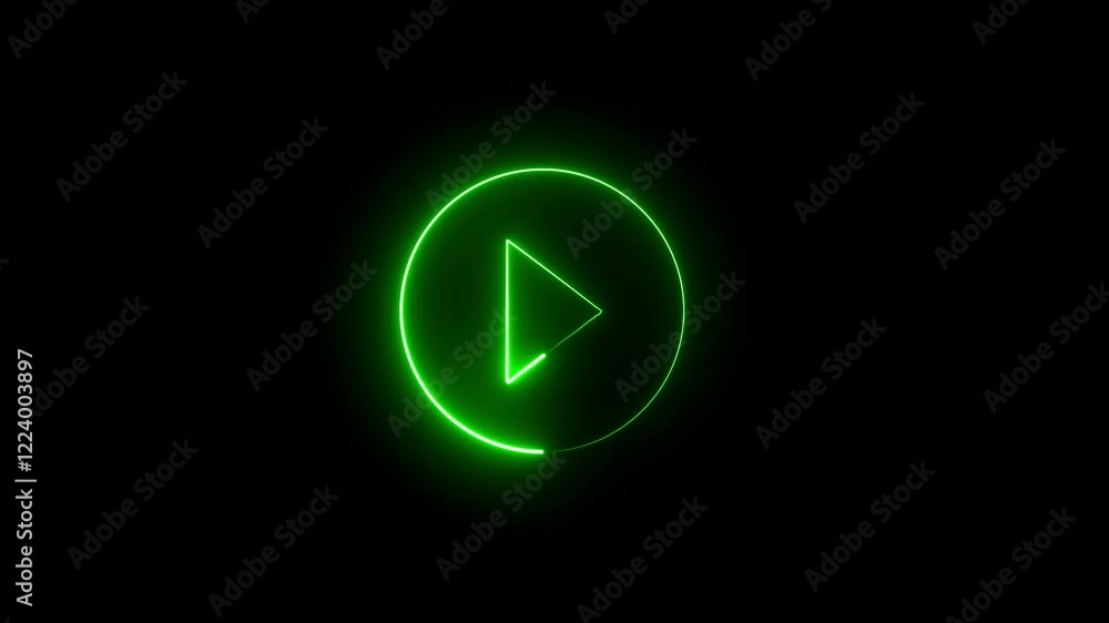 neon flickering play button sign icon . Bright neon play button animated blinking icon neon flickering play button sign icon . Bright neon play button animated blinking icon
