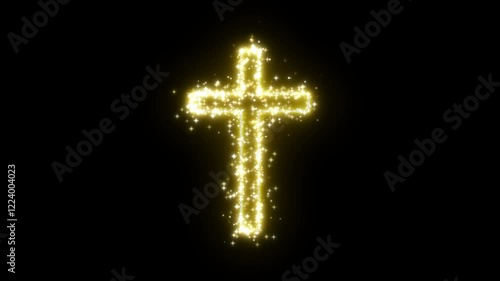 cross jesus symbol with neon particle shining light