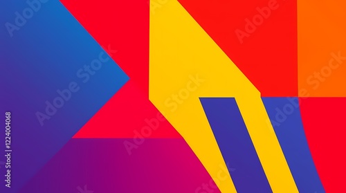 Free Download Abstract geometric shapes in a minimalist style, rendered in a bold color palette of deep crimson, electric blue and sunny yellow, the image sharply focused and clean - GFXLoad