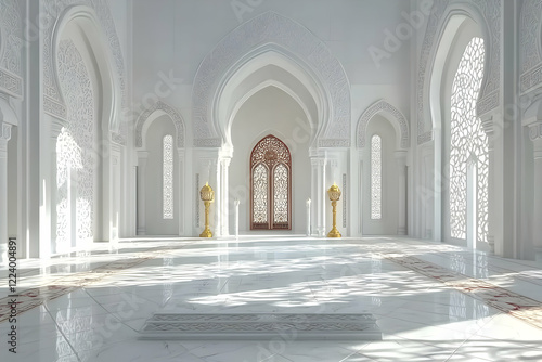 Elegant White Mosque Interior photo