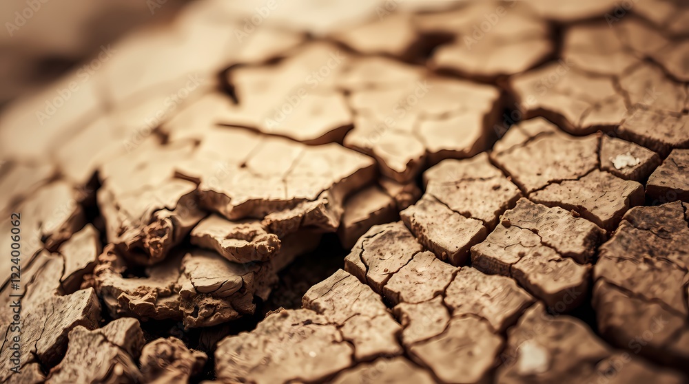 Fototapeta premium Abstract photograph, focusing on close-up details of natural textures like weathered wood or cracked earth, rendered in sepia tones with a shallow depth of field, emphasizing intricate pattern.jpg