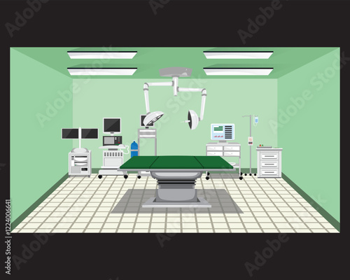 Hospital operating room interior vector illustrator