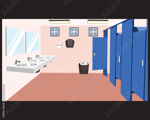 School toilet illustration interior collage restroom vector clipart