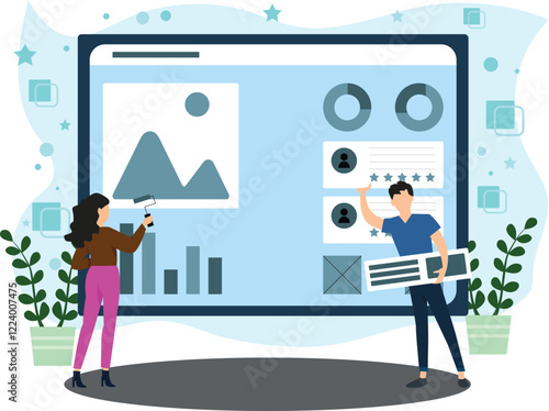 Website development flat concept vector illustration