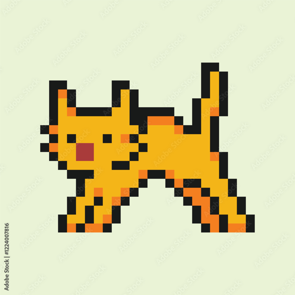 Obraz premium pixel art animthis is a cat in pixel art with colorful color,this item good for presentations,stickers, icons, t shirt design,game asset,logo and project